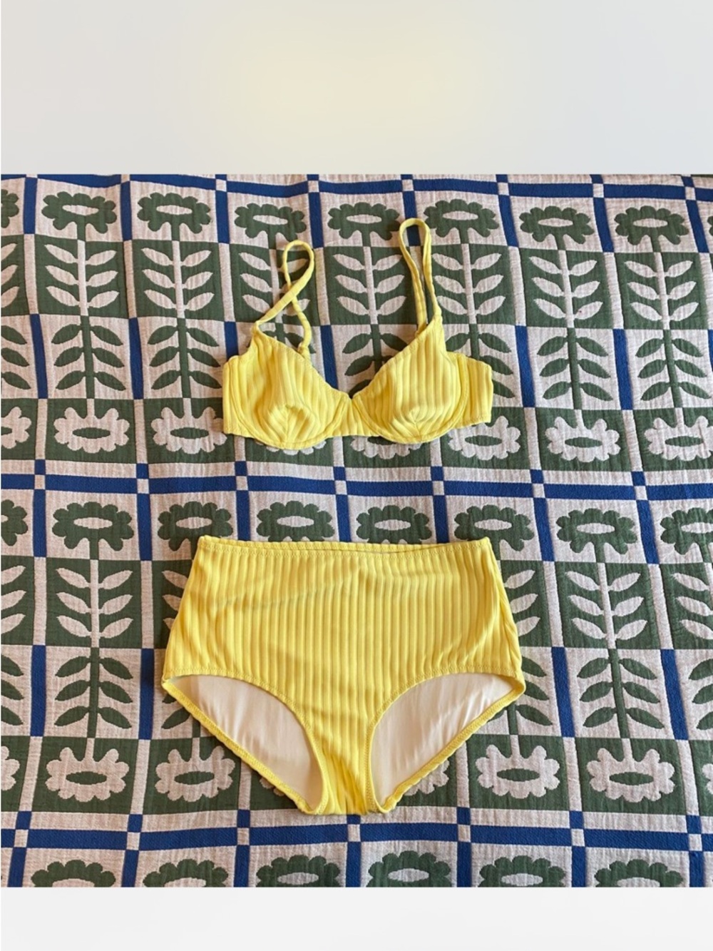 Madewell Yellow Ribbed Underwire Bikini Set size medium